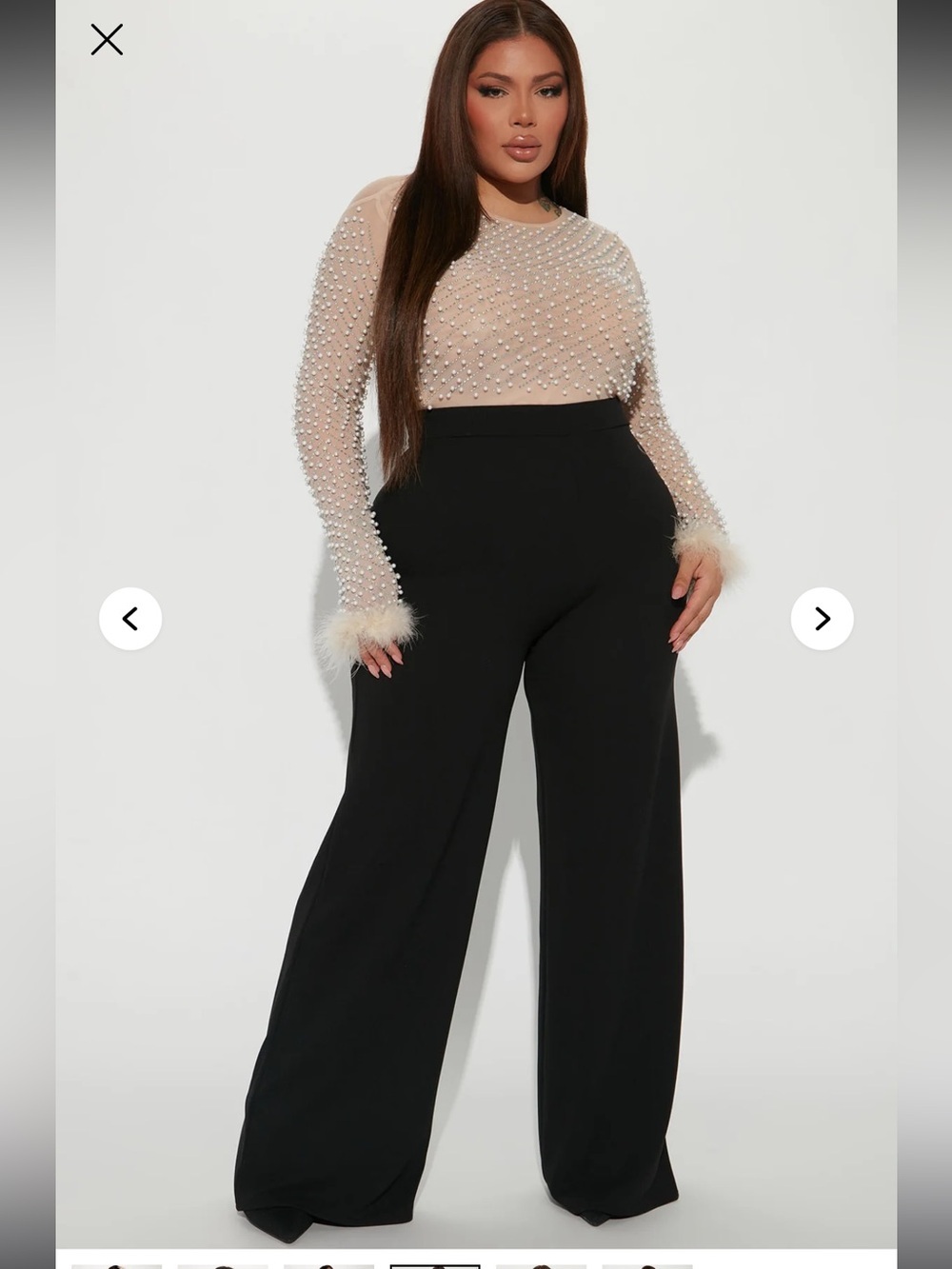 In Love With Pearls Jumpsuit Black 1X NWT Style | Fashion Nova Pearl Detail Glam